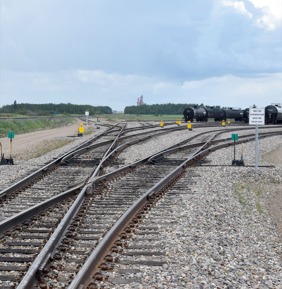 Rail switches and track leading into the Alberta Midland Railway Terminal